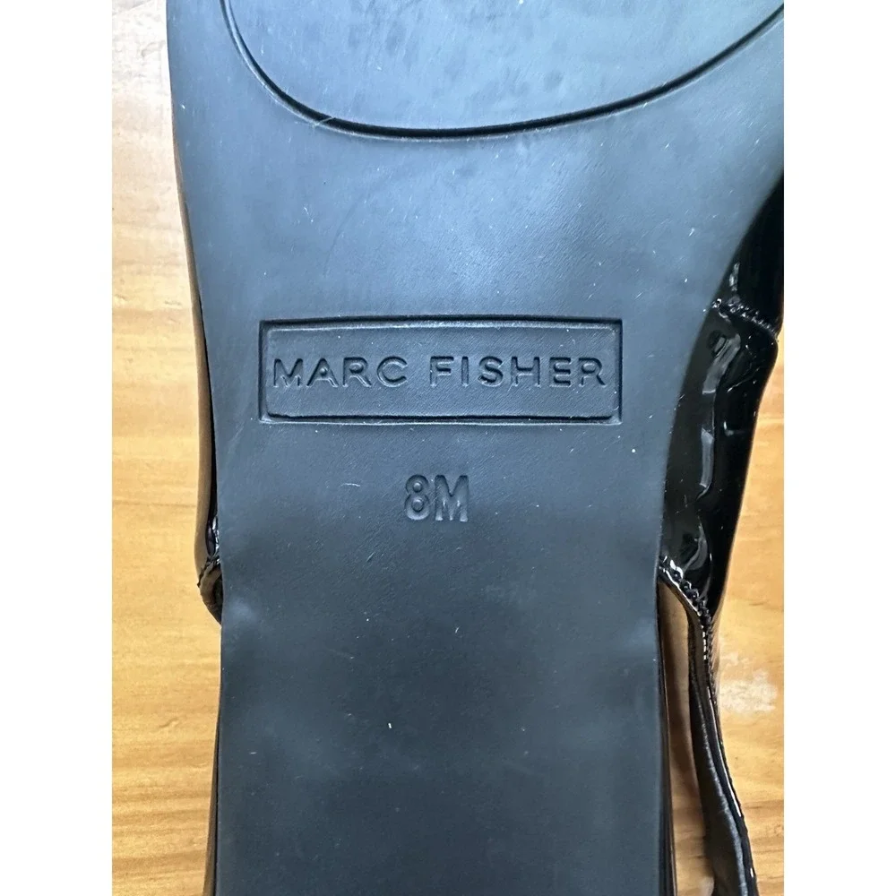 Marc Fisher Kerrey Slingback Pointed Toe Flats Bow Black Size 8 Formal Dressy